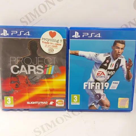 BOX OF 2 PS4 GAMES TO INCLUDE FIFA19 AND PROJECT CARS