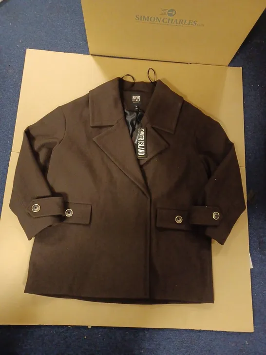 RIVER ISLAND CASUAL BLAZER COAT, BROWN - SIZE 16 