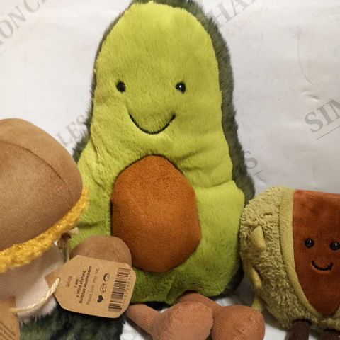4 ASSORTED JELLYCAT TOYS TO INCLUDE; WILD NATURE BOLETUS NATURE, VIVACIOUS PUMPKIN, AMUSEABLE CONKER AND AMUSEABLE AVOCADO