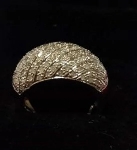 9CT WHITE GOLD DIAMOND SET BOMBE RING