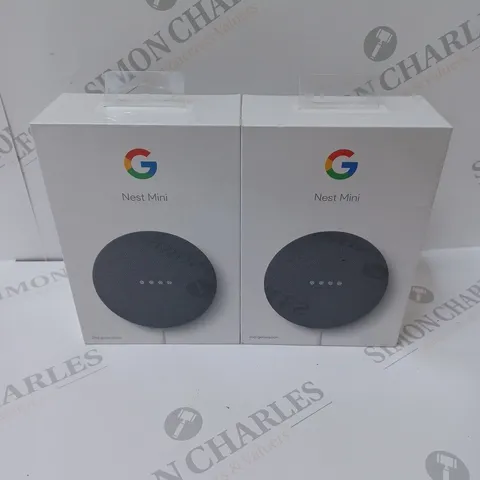 2 BRAND NEW BOXED GOOGLE NEST MINI 2ND GENERATION SMART SPEAKERS - CHARCOAL 