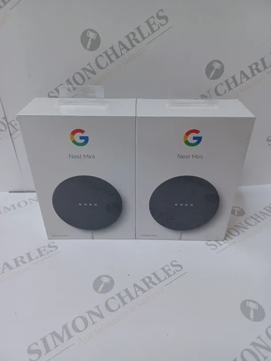 2 BRAND NEW BOXED GOOGLE NEST MINI 2ND GENERATION SMART SPEAKERS - CHARCOAL 