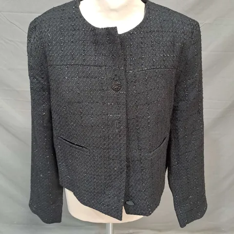 APRICOT TWEED JACKET IN BLACK SIZE 10