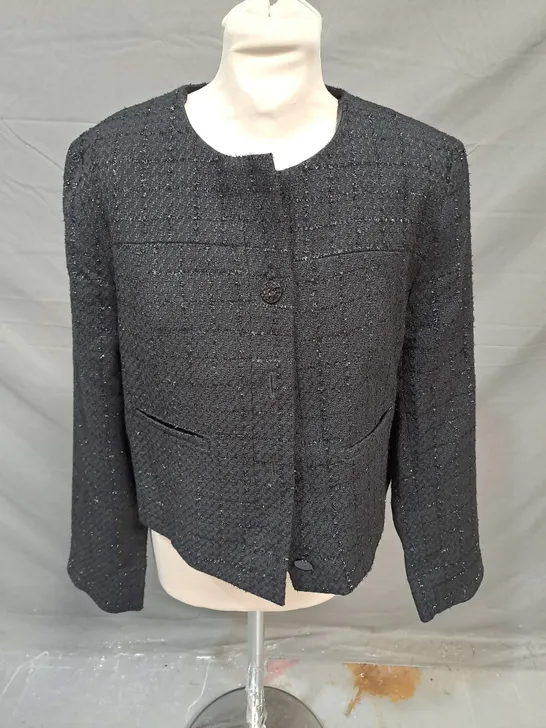 APRICOT TWEED JACKET IN BLACK SIZE 10