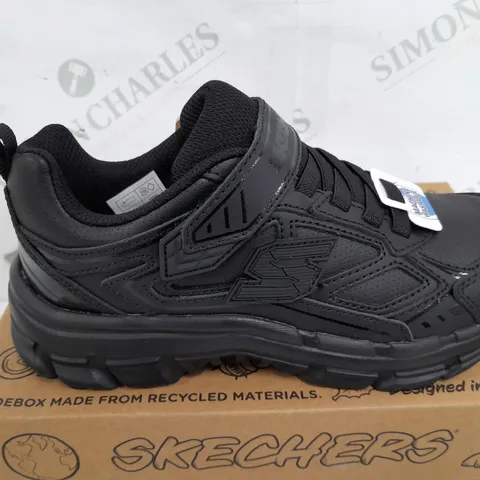 PAIR OF SKETCHERS MEMORY FOAM VELCRO TRAINERS IN BLACK - KIDS UK 13.5