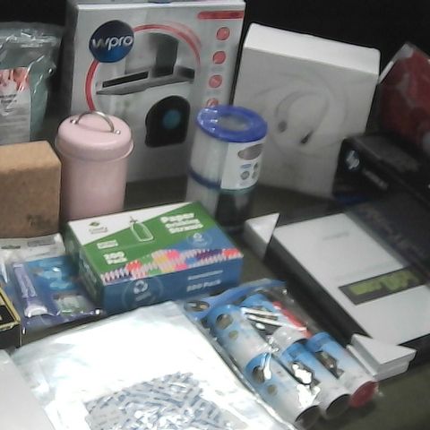 LOT OF ASSORTED HOUSEHOLD ITEMS TO INCLUDE LED MOON LIGHT, MPK BULB FERTILIZER AND PICTURE FRAMES