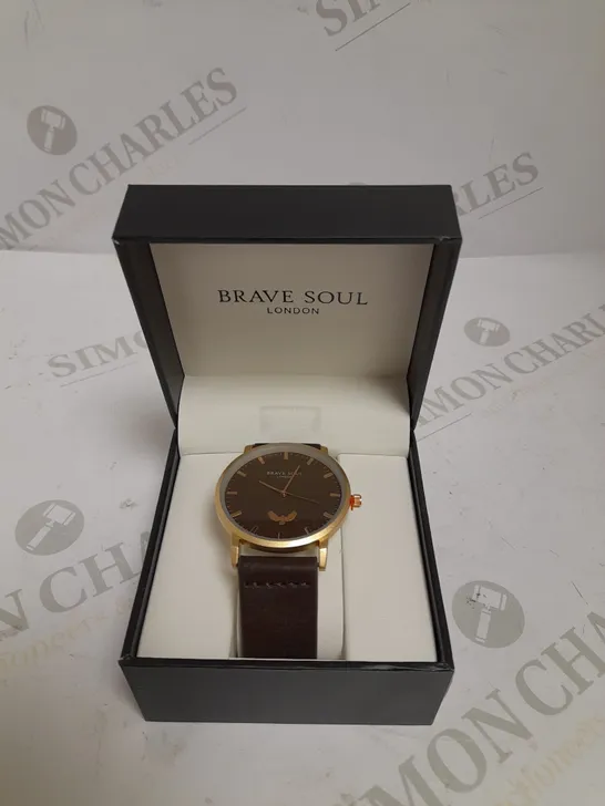 BRAVE SOUL LONDON BROWN STRAP GOLD EFFECT WATCH 