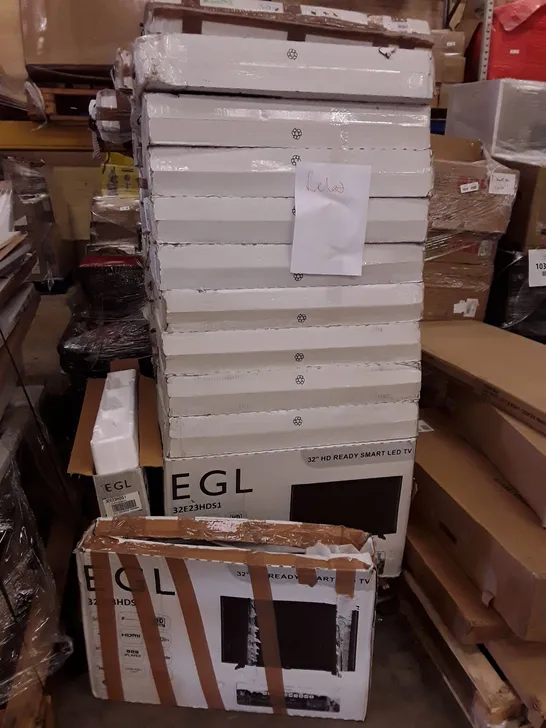 PALLET OF APPROXIMATELY 31 BOXED EGL 32" HE READY SMART LED TVS