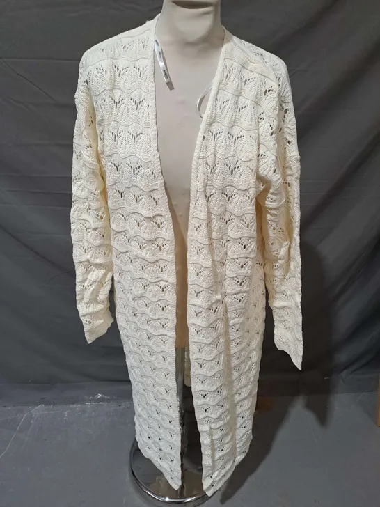 APRICOT OPEN CARDIGAN IN CREAM SIZE 12