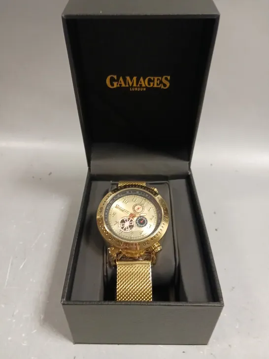 GAMAGES OF LONDON LIMITED EDITION HAND ASSEMBLED ASPECT TIMER AUTOMATIC GOLD