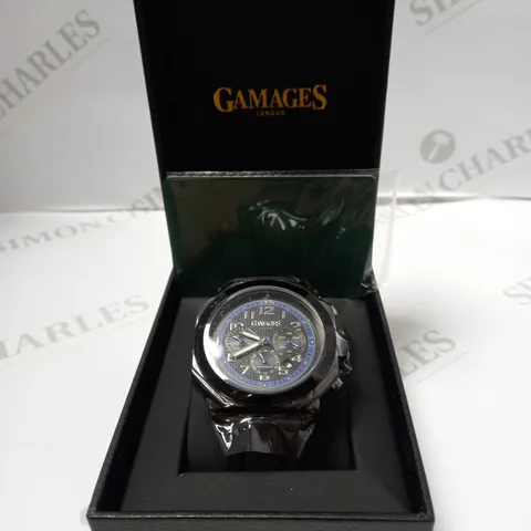 GAMAGES OF LONDON LIMITED EDITION HAND ASSEMBLED CONTEMPORARY AUTOMATIC WATCH - BLUE 