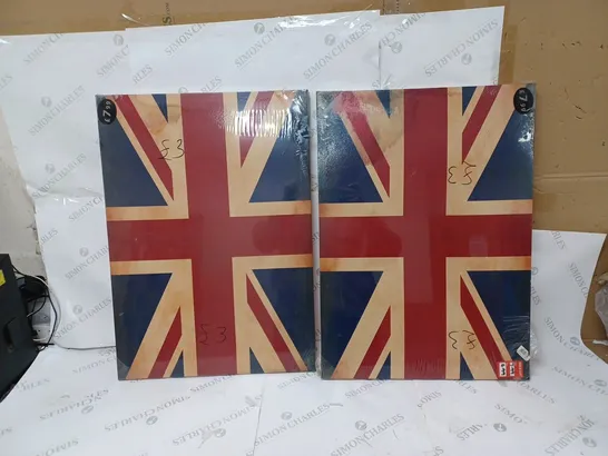 2 UNION JACK FLAG CANVASES 