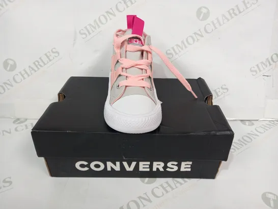 BOXED PAIR OF CONVERSE INFANT TRAINERS IN GREY/PINK UK SIZE 7