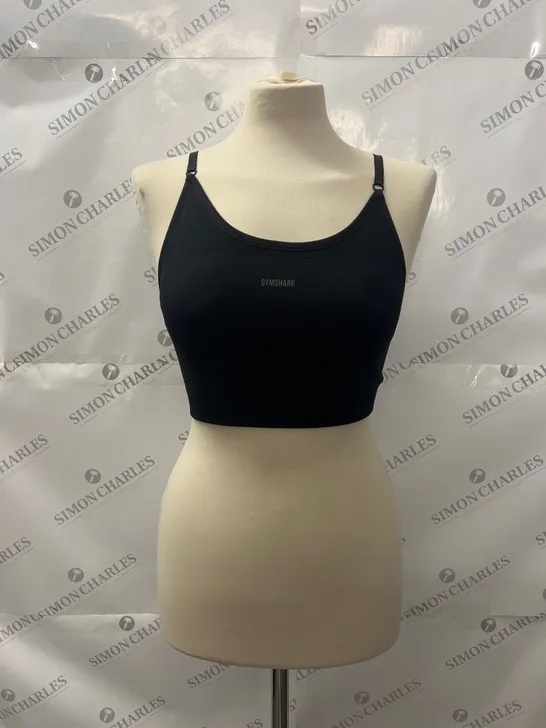 GYMSHARK LOGO SPORTS BRA IN BLACK SIZE M