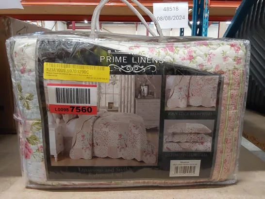 BAGGED MARON FLORAL MICROFIBER BEDSPREAD SET (1 ITEM)