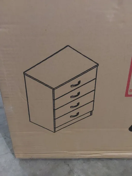 BRAND NEW BOXED 4-DRAWER CHEST OF DRAWERS IN GREY GLOSS - DB41 (1 BOX)