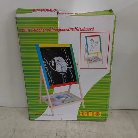 BOXED GOGGIN WOODEN DOUBLE SIDED FOLDABLE BLACKBOARD/WHITEBOARD