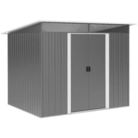 BOXED ARTAVIOUS 8.5FT W X 6FT D METAL FLAT TOOL SHED (2 BOXES)