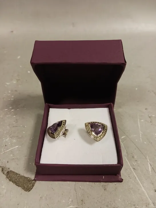 F.HINDS PURPLE STONE STUD EARRINGS 