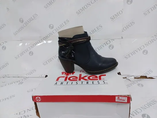 BOXED RIEKER NAVY TASSLE ANKLE BOOTS-SIZE 5 