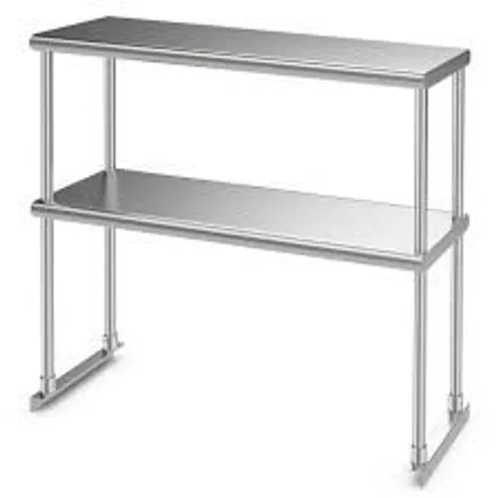 BOXED COSTWAY 36-INCH STAINLESS STEEL OVERSHELF WITH ADJUSTABLE LOWER SHELF AND WORK TABLE