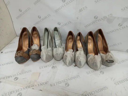 APPROXIMATELY 7 PAIRS OF ASSORTED PLATFORM HEEL SHOES IN VARIOUS SIZES TO INCLUDE SIZES 37, 39, 40