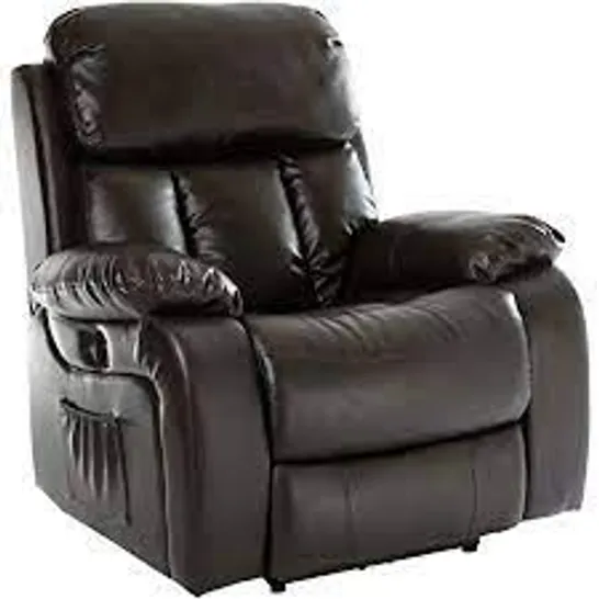 BOXED CHESTER BROWN FAUX LEATHER RISE RECLINING CHAIR (2 BOXES)