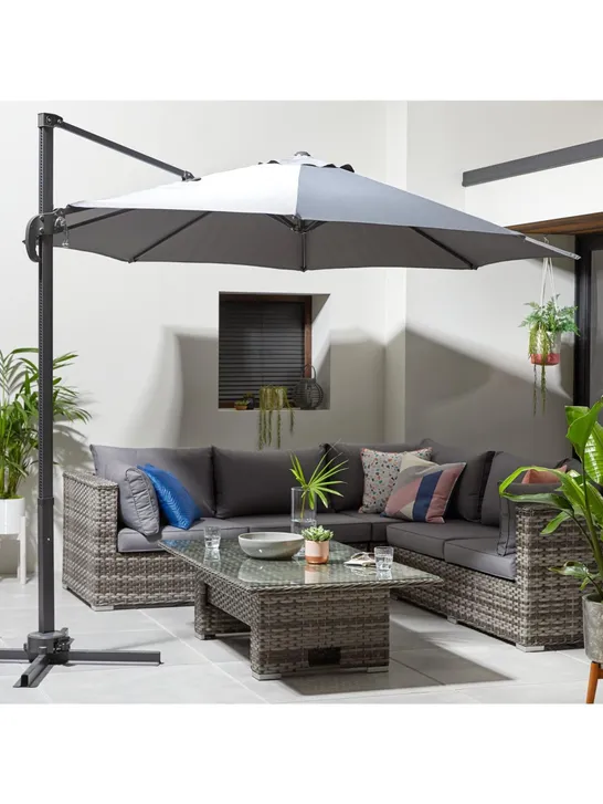 BOXED DELUXE CANTILEVER HANGING PARASOL (GREY) RRP £119.99