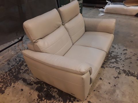 DESIGNER BEIGE FAUX LEATHER TWO SEATER SOFA 