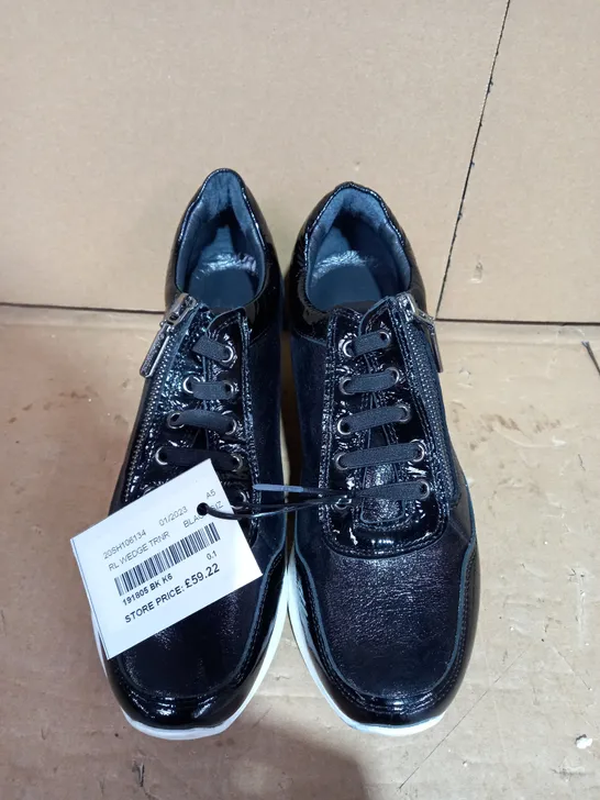 RUTH LANGSFORD BLACK WEDGE TRAINERS - SIZE 6