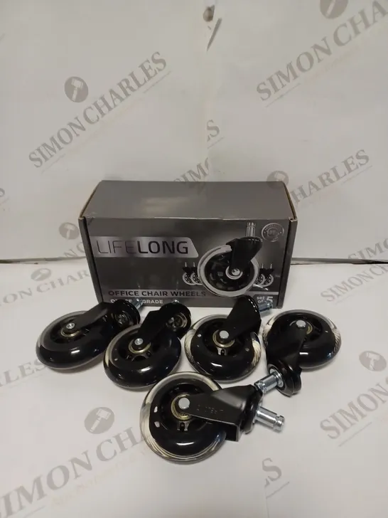 BOXED LIFELONG OFFICE CHAIR WHEELS - SET OF 5 