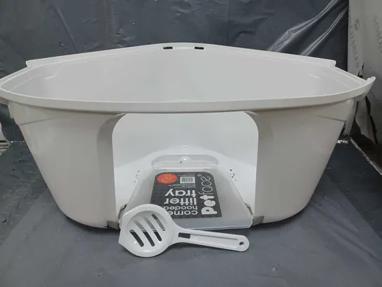 PETFACE CORNER HOODED LITTER TRAY