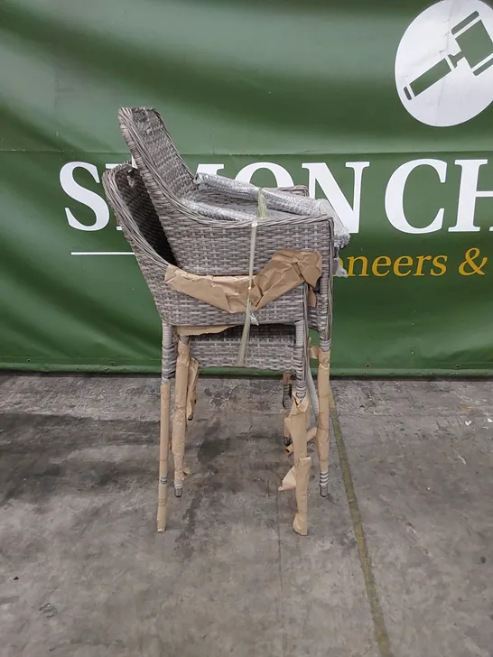 PAIR OF PORTO PATIO BAR STOOLS IN GREY