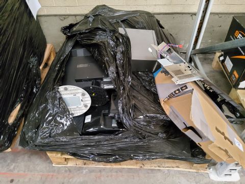 PALLET OF ASSORTED ELECTRONIC ITEMS, INCLUDING, 4CH RECORDER, TECHNICS STEREO TAPE DECK, MONITORS.