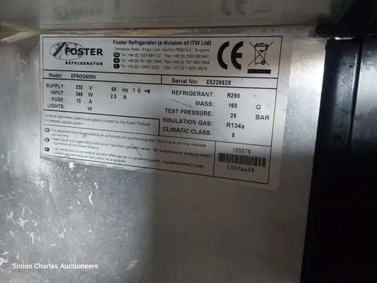 FOSTER TALL COMMERCIAL FRIDGE EPROG600H