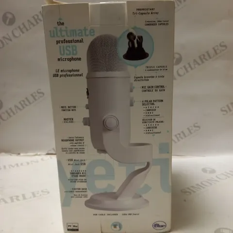 BOXED BLUE YETI USB MICROPHONE WHITE OUT 