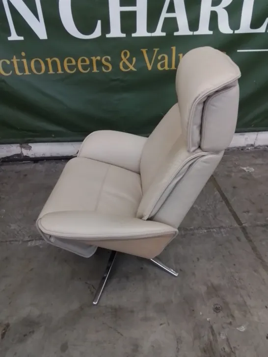 DESIGNER G PLAN MADE OSLO LEATHER ELECTRIC RECLINING CHAIR IN CAMBRIDGE STONE