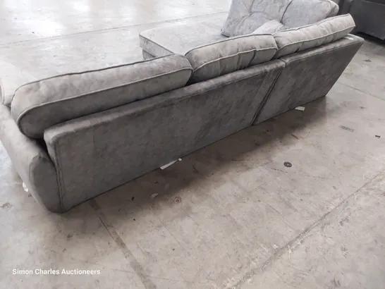 DESIGNER PAULO CHAISE SOFA PLUSH GREY FABRIC 