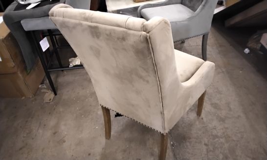 DESIGNER BEIGE GREY VELVET DINING CHAIR