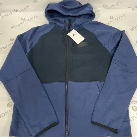 NIKE ZIP THROUGH HOODIE IN BLUE AND BLACK SIZE MEDIUM