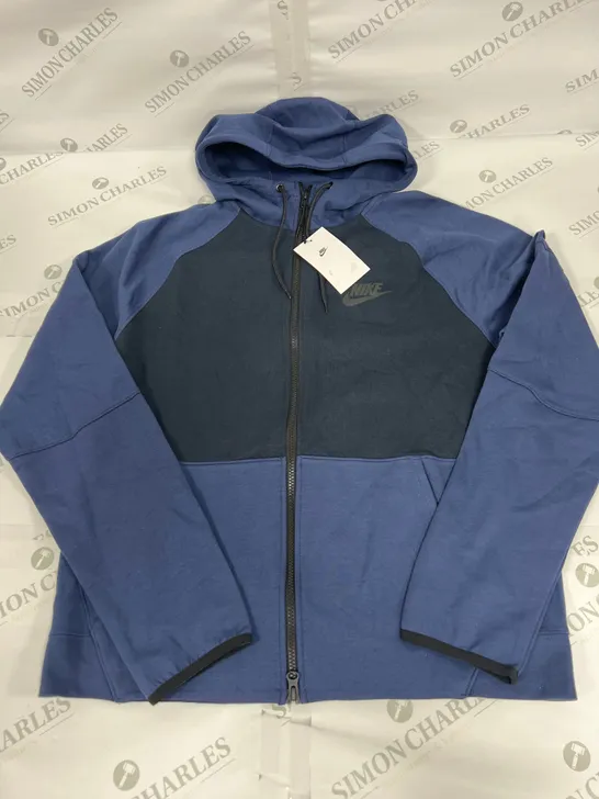 NIKE ZIP THROUGH HOODIE IN BLUE AND BLACK SIZE MEDIUM