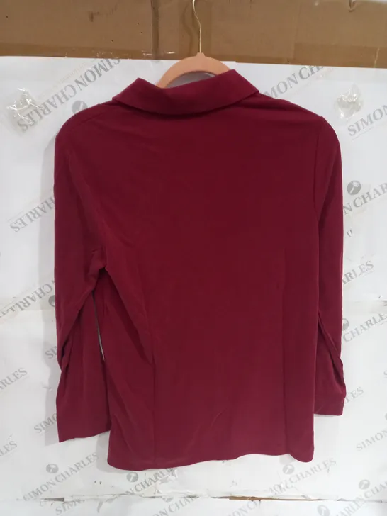 RUTH LANGSFORD SOFT COTTON SHIRT IN BURGUNDY SIZE S 