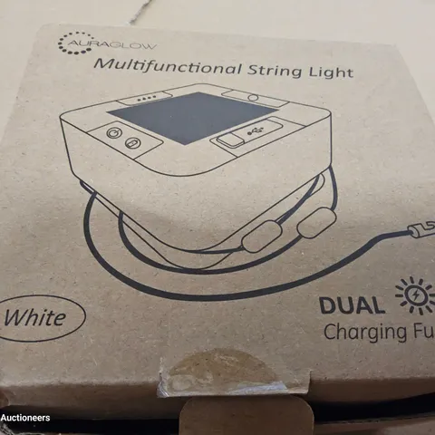 AURAGLOW WHITE USB & SOLAR RECHARGEABLE STRING LIGHTS