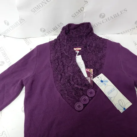 JOE BROWNS CURIOUSLY COSY KNIT JUMPER PURPLE UK SIZE 8