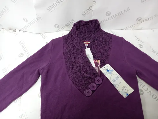 JOE BROWNS CURIOUSLY COSY KNIT JUMPER PURPLE UK SIZE 8