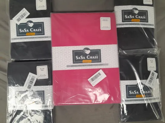 BOX OF APPROXIMATELY 15 ASSORTED SASA CRAZE BEDDING ITEMS TO INCLUDE PILLOWS AND SHEETS IN VARIOUS COLOURS