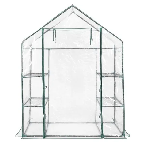 BOXED COSTWAY WALK-IN GREENHOUSE WITH 3 TIERS 4 SHELVES - GREEN