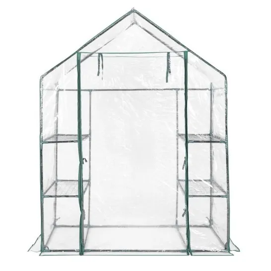 BOXED COSTWAY WALK-IN GREENHOUSE WITH 3 TIERS 4 SHELVES - GREEN