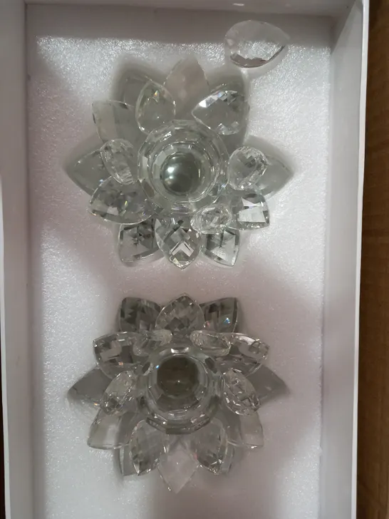 JM BY JULIEN MACDONALD CRYSTAL LOTUS FLOWER TEALIGHT HOLDERS GIFT SET