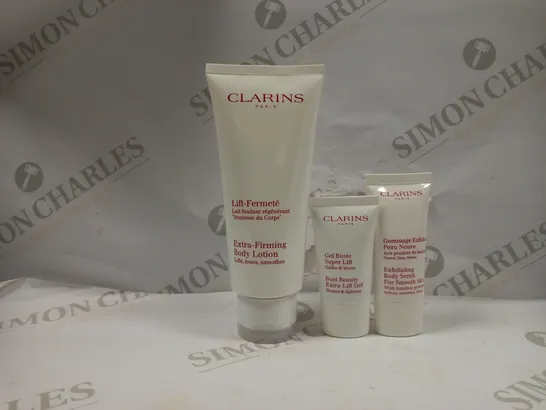 CLARINS COACH FERMETE FIRMING FAVOURITES, TO INCLUDE EXTRA-FIRMING BODY LOTION (200ML), EXFOLIATING BODY SCRUB FOR SMOOTH SKIN (30ML), BUST BEAUTY EXTRA-LIFT GEL (15ML)